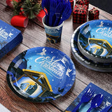 Christmas Nativity Party Supplies, Christmas Nativity Plates And Napkins Set, Disposable Jesus Holy Night Paper Plates Napkins Cups Knives Spoons Forks For Xmas Winter Holiday Party Decors, Serve 50