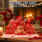 Romantic Couple Dog Valentines Card - 3D Pop Up Valentines Day Card For Husband, Wife, Him, Her, Boyfriend, Girlfriend, 6X8 In Love Valentine Pop Up Cards For Adults - Envelope Included
