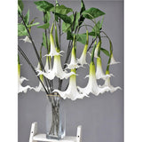 2Pcs Artificial Datura Flowers Fake Real Touch Long Stems Pu Lily Flowers For Home Spring Summer Floral Decoration