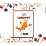 You'Re Shrimply The Best Card - Shrimply Thank You Card - Valentines Day Pun Card - Humorous Appreciation Card, White