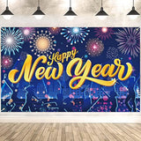 Large Fabric Happy New Year 2025 Backdrop Banner for Party Decorations