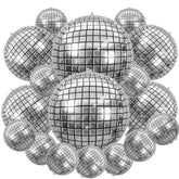 26 Pcs Disco Balloon Different Sizes- 4D Large Disco Balloons 10 Inch 15 Inch 22 Inch Assorted Silver Disco Balloons For Disco Party Supplies 90S Party Decorations