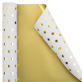 Reversible Wrapping Paper-Mini Roll,Gold Foil And Polka Dot Design For Birthday,Holiday,Party,Baby Shower (17 Inch X 32.8 Feet)