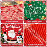 100 Pcs Merry Christmas Plates And Napkins Sets - Cute Winter Christmas Round Tableware, Disposable Chrismas Paper Plates And Napkins Forks For Xmas Party Supplies Favors Table Decor, Serves 25