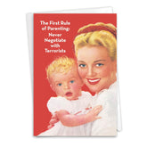 - Funny Mothers Day Card With Envelope - Loving, Humor Greetings For Mom - First Rule Of Parenting 0230