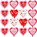 White & Pink Heart Shaped Foil Balloons 18 Inch, Pack of 12