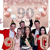 Rose Gold 90th Birthday Decor Set for Women β Banner, Sash, Tiara, Balloons & Topper