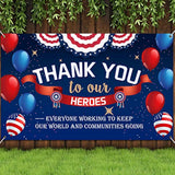 Thank You To Our Heroes Banner Decorations Patriotic Happy Veterans Day Backdrop Background For Greeting Police Military Army Employees Heroes Theme Party Supplies, 71 X 43 Inch