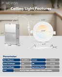 12 Pack 4 Inch Ultra Thin LED Recessed Ceiling Lights 5CCT Dimmable 850LM Downlights