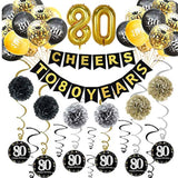 80Th Birthday Party Decorations Kit- Gold Glittery Cheers To 80 Years