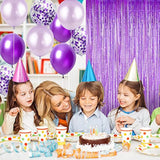 Purple & Silver Birthday Party Set β 49pcs Balloons, Fringe Curtain and 1 inches Letter Banner