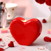 Valentine'S Day Heart Candle Roses Scented Ceramic Love Heart Shape Candle Romantic Soy Wax Decor Holder Aromatherapy Candles For Valentines Day Anniversary Birthday Decor Gift (Red)