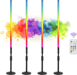 4 Pack 4FT RGB LED Tube Light Bars with Stands Case 5000mAh Battery Music Sync DJ Party Lights