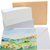 Watercolor Paper 140Lb/300Gsm, 100 Sheets Watercolor Cards With Envelopes, 4X6 Inch Water Color Postcards, Cotton Cold Press Non-Folded Thank You Card, Travel Watercolors Heavyweight White Art Paper