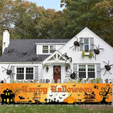Large Outdoor Halloween Banner Fabric Pumpkin Graveyard Yard Sign Wall Fence Decor