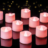 Pink Tea Lights Candles Battery Operated, 200+Hour Flameless Flickering Fake Electric Led Colored Tealights Candles For Romantic Wedding Decor, Baby Showers, Proposal, Valentine'S, 12-Pack