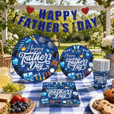 Fathers Day Decorations,101PCS Fathers Day Paper Plates and Napkins(Serves 25),Happy Father’s Day Decorations Includes Paper Plates,Napkins,Cups and Happy Fathers Day Banner