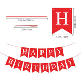 Red Happy Birthday Banner Bunting Sign, Garland Tea Party Decorations, Christmas Thanksgiving Party Supplies For Kids And Adults