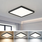 16 Inch Square LED Ceiling Light 36W Black Super Slim Flush Mount Fixture