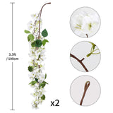 6.6Ft White Bougainvillea Garland 2Pcs Artificial Hanging Flowers Faux Bougainvillea Artificial Vine Flowers For Wedding Arch Centerpieces Table Runner Wall Decorations (White)