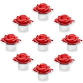 12 Pack Led Candles With Artificial Flowers, 200+Hour Battery Operated Tea Lights Candles For Centerpiece Table, Party, Wedding Anniversary Decorations (Red)