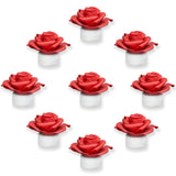 12 Pack Led Candles With Artificial Flowers, 200+Hour Battery Operated Tea Lights Candles For Centerpiece Table, Party, Wedding Anniversary Decorations (Red)
