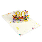 90 Years 0Ld Firework Pop Up Happy Birthday Greeting Card, Ideal Love Gift For Adult And Kid With Blank Note & Envelope, Foldable Celebration For Daughter, Son, Mom, Dad, Friend, Children