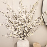 Artificial Cherry Blossom Branches 5Pack 39" Faux Flower Stems For Home Wedding Decor (5, White)