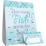 Guess How Many Fish In The Sea Party Game, Mermaid Birthday Game (1 Sign & 30 Guessing Cards)
