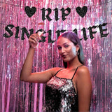 Pre-Strung Rip Single Life Banner - No Diy - Black Glitter Bachelorette Bridal Party Banner - Pre-Strung Garland On 8 Ft Strand - Black Till Death Do Us Party / Bride Or Die Theme Bachelorette Party