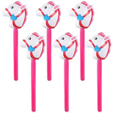 6 Pieces Inflatable Stick Horse,Inflatable Horsehead Stick Balloon Pony Stick For Christmas Horse Themed Birthday Party Decorations Supplies Favors Props Cowboy Horse Costume Stick,37 Inch Pink