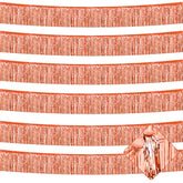 6 Pack 10 Feet Foil Fringe Garland Metallic Tinsel Streamers Banner Wall Hanging Curtain Backdrop For Parade Floats, Bachelorette, Wedding, Birthday, Halloween, Christmas Party Decorations(Rose Gold)