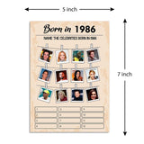 40Th Birthday Party Games, Born In 1986 Games, Birthday Party Supplies For Adults, Pack Of 30 Cards