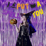 Purple Tinsel Foil Curtain Party Backdrop 1M x 2.5M Pack of 2