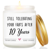 10 Year Anniversary Candle Gifts For Him Her, 10Th Wedding Anniversary Tin Gifts For Wife Husband, Girlfriend Boyfriend, Couple, Women Men, 10Th Wedding Anniv. Aluminum Presents, 7Oz Lavender Scented