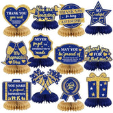 12 Pcs We Appreciate You Party Decorations Honeycomb Centerpieces Blue Gold Employee Appreciation Table Topper Thank You For All Do Table Decoration For Teacher Doctor Party