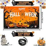 Extra Large Happy Halloween Banner 72x44 Inch Spooky Backdrop Pumpkin Party Decor