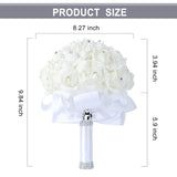 Wedding Bouquet Crystal Roses Bridesmaid Bouquet, Bridal Bouquet Artificial Flowers For Wedding, Party And Church (White)