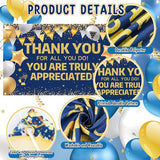 Thank You We Appreciate Backdrop, Employee Appreciation Party, Blue Gold