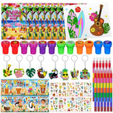72 Pcs Hawaiian Luau Party Favors, Tropical Moana Flamingo Coloring Books Bulk, Aloha Tiki Summer Birthday Goodie Bag Fillers, Tattoos Stickers Stampers Prizes For Beach Pool Party