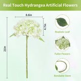 Hydrangea Artificial Flowers, 5Pcs Real Touch Lifelike Hydrangeas, 21" Large Latex Faux Hydrangea For Home Decor Wedding Bouquets Floral Arrangements Table Centerpiece,Lightgreen