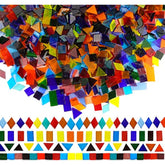 1600pcs Mixed Color Transparent Cathedral Glass Mosaic Tiles for Arts and Crafts