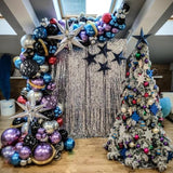 Galaxy Balloon Garland Kit: Chrome Blue, Purple, Silver - 144 Piece