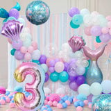 Mermaid Birthday Decoration Kit Sea & Mermaid Tail Foil Balloons for Girls