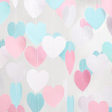 Blue Pink White Party-Decorations Gender-Reveal - 52Ft Paper Heart Garland Streamer Banner Birthday Decorations Baby Shower Decorations Gender Neutral Decorations Bridal Wedding