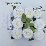 Artificial Flowers Bouquet Set Wedding Car Decoration Ribbon For Bridal Car, Christmas Decor