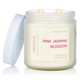 Pink Jasmine Rose Scented Candle - 11.6Oz Natural Soy Wax 70-Hour Long Lasting Burn Time, 2-Wick Spring Non-Toxic Romantic Candle For Home Decor Flower Scent Gifts For Her Him