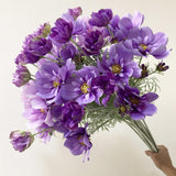 6 Pcs Artificial Fake Flowers Plants Cosmos Silk Flower Arrangements Wedding Bouquets Decorations ? 23.6''/60Cm Artificial Silk Daisy Fake Flowers Uv Resistant Outdoor Fake Wildflowers (Purple Blue)