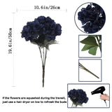 2Bouquets Artificial Fake Flowers Silk Hydrangea Arrangements Wedding Bouquets Decorations Plastic Floral Home Kitchen Garden Party Festival Bar Diy (Navy Blue)