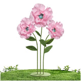 Giant Flower With Heavy Duty Iron Base Stand, Aluminum Pipe Stems | Large Artificial Poppy Paper Flowers Decorations For Outdoor Wedding, Party, Home Décor (Blush Pink)